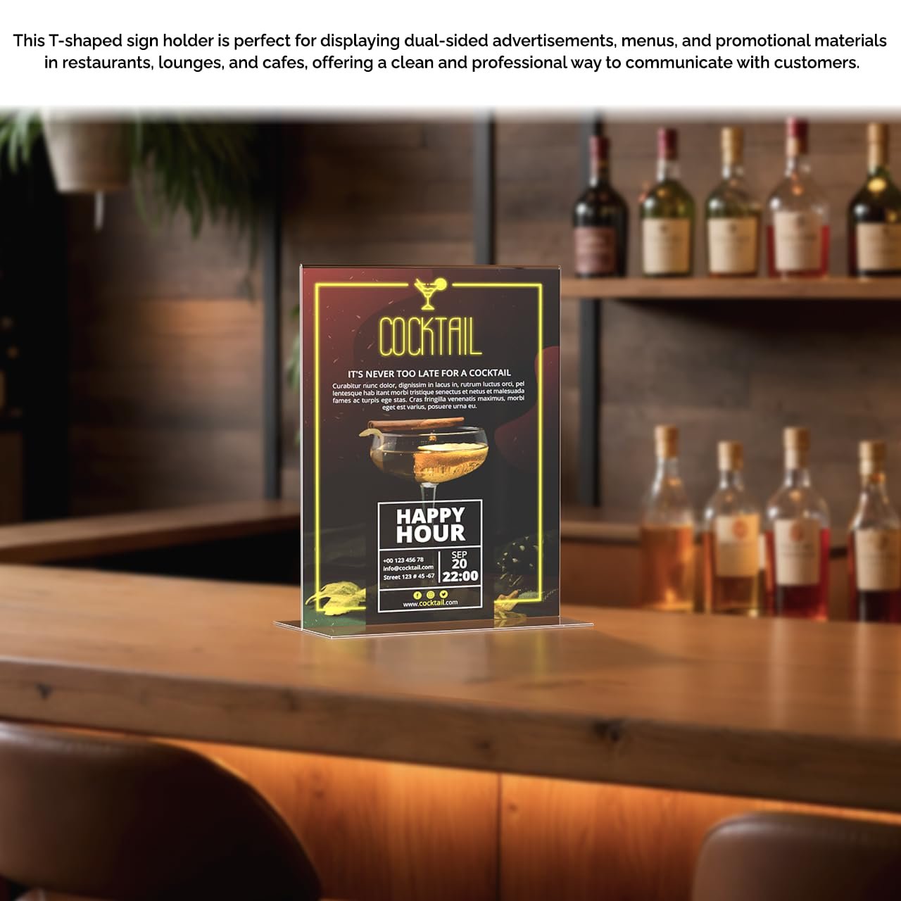 Marketing Holders 50 Pack Large Acrylic Holder for 11 x 14 Inch Posters Countertop Display for Graphic Images in Offices Reception Areas and Restaurants Clear T Shaped Bottom Load Frame