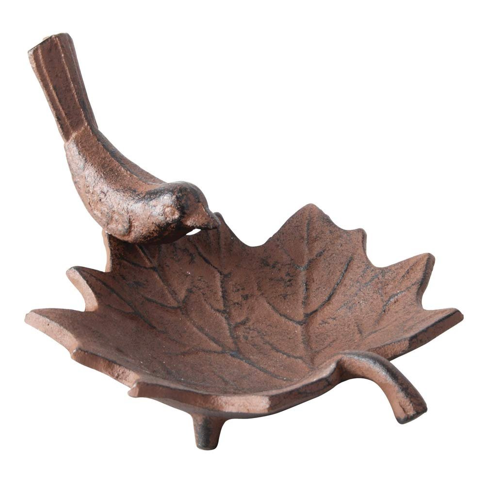 Fallen Fruits FB152 Small Cast Iron Bird Bath, Antique Brown