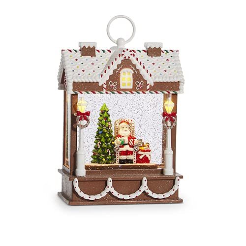 RAZ Imports Santa Musical Lighted Water Gingerbread House, 10 inches