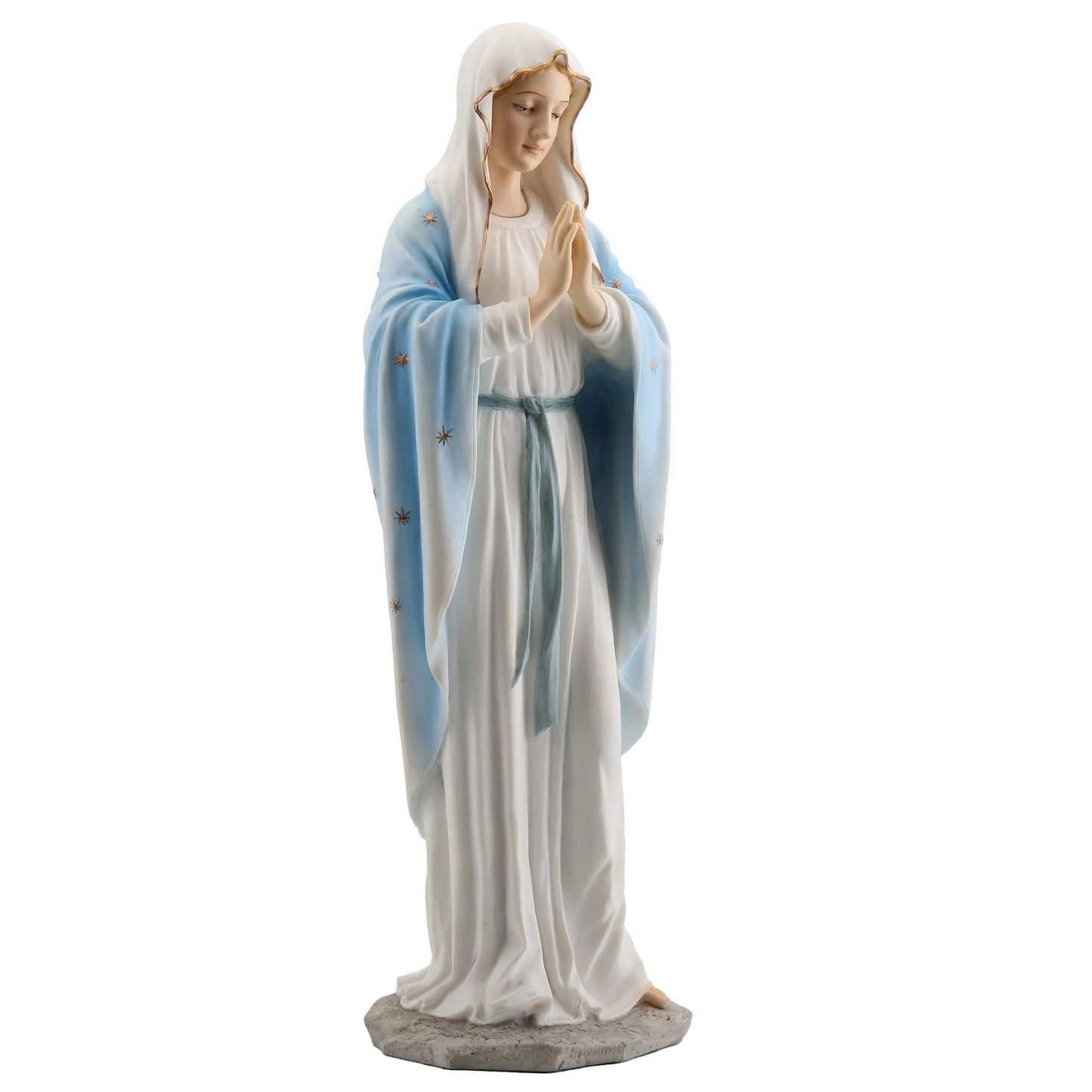 Blessed Virgin Mary Our Lady of Grace 11 3/4 Inch Light Color Stone Statue Religious Decoration