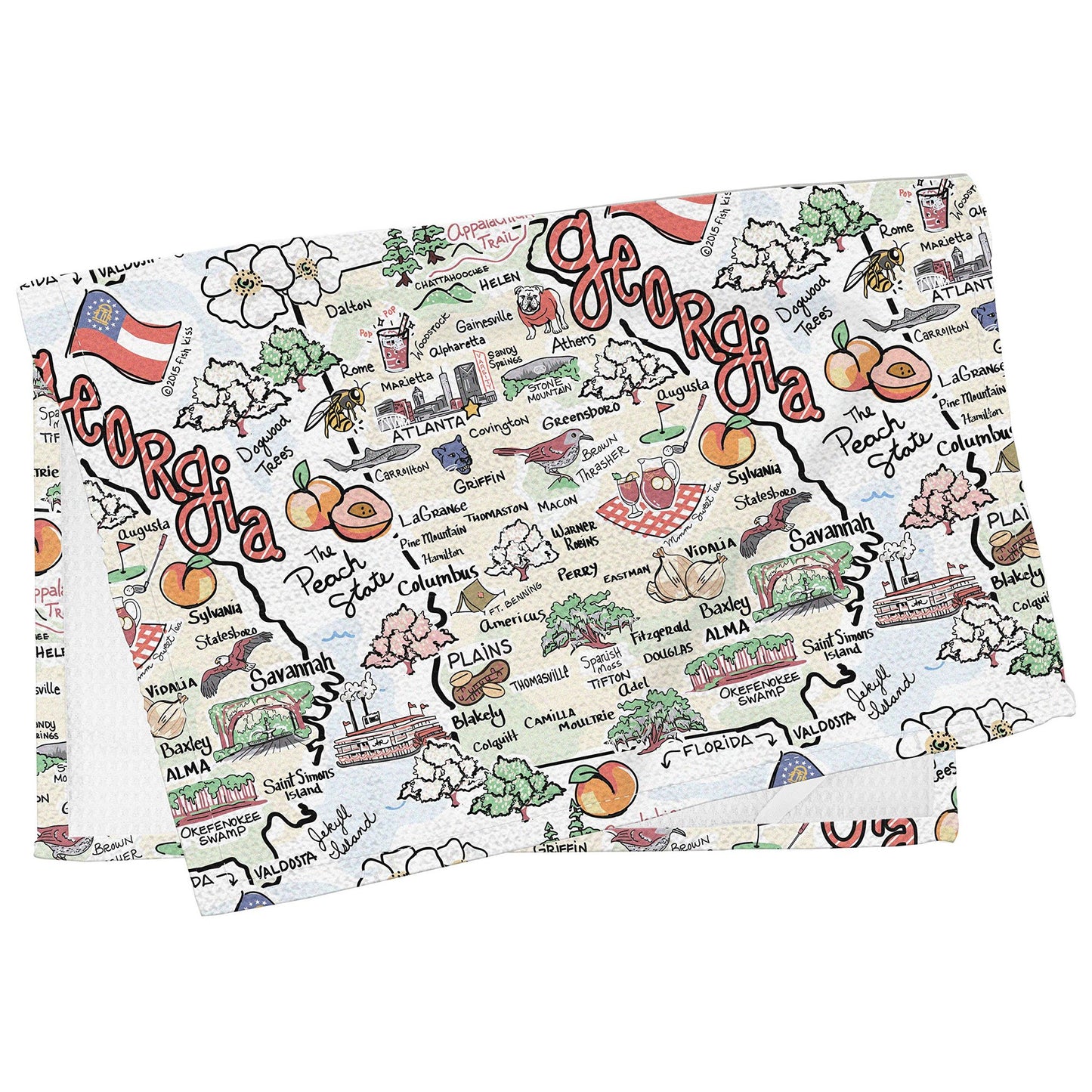 Fish Kiss 16"x24" Map Towel is 100% Microfiber Waffle Weave Help You Explore in Detail – Our Super Absorbent & Soft, Machine Washable State Map Towel is Stain & Wrinkle Resistant