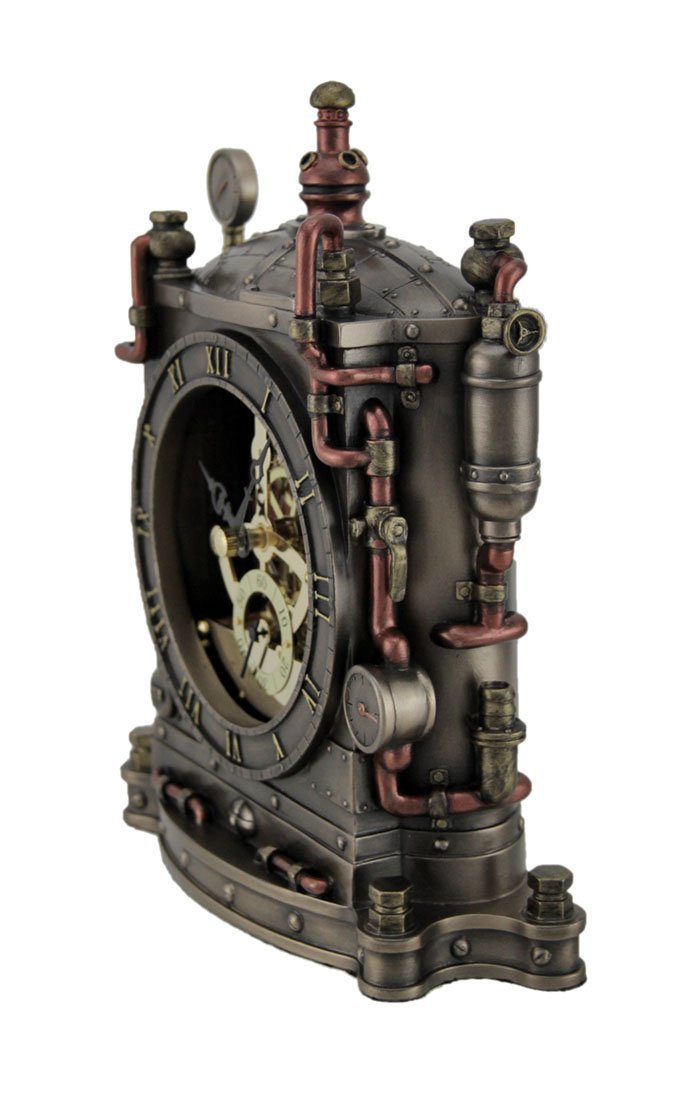 The Grand Machine Steampunk Style Bronze Finished Mantel Clock