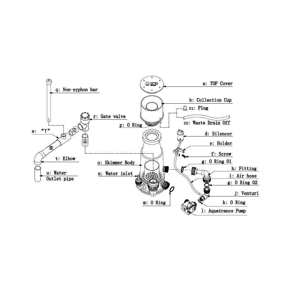 Reef Octopus Classic 110-INT Needle Wheel Protein Skimmer for Aquarium