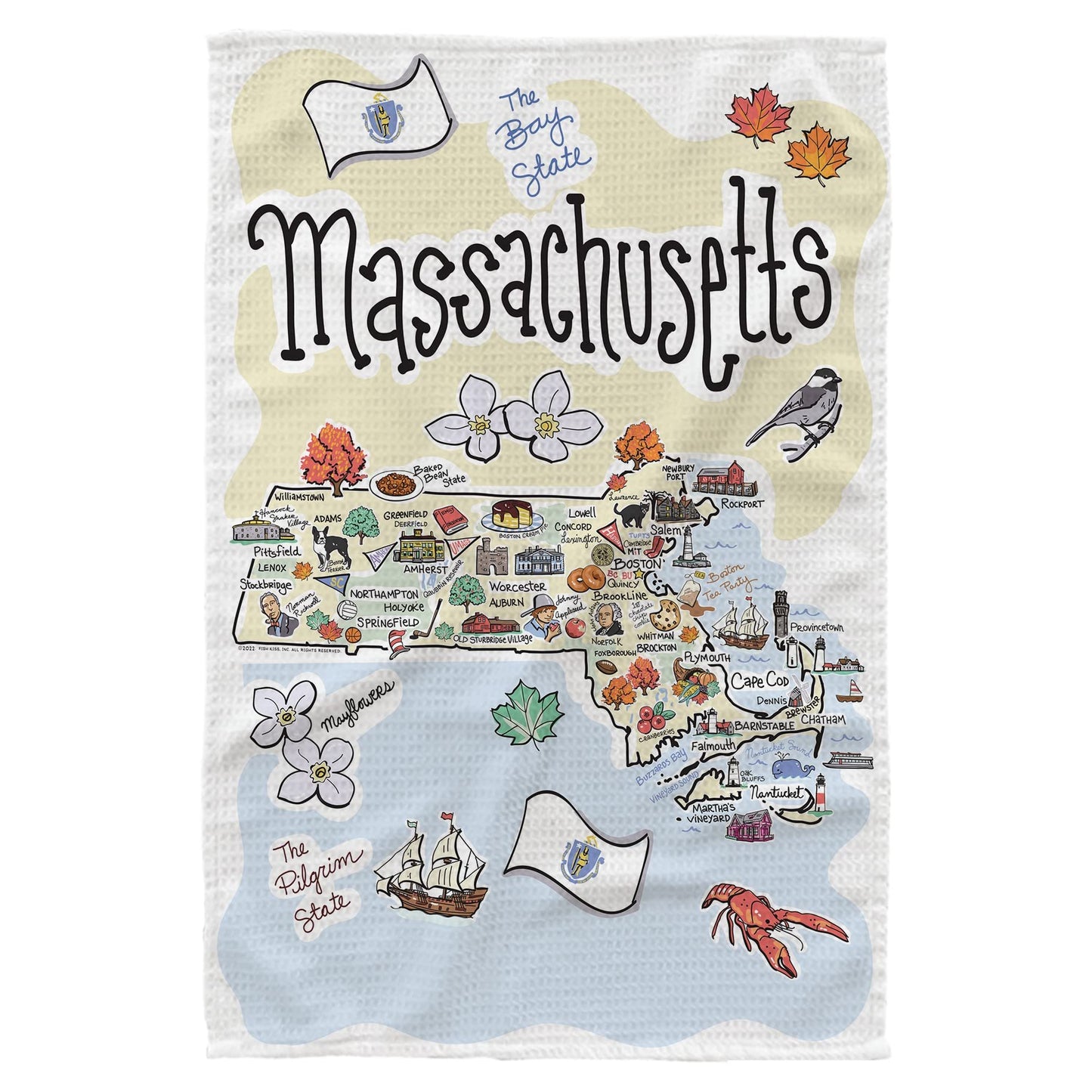 Fish Kiss® 16"x24" Map Dish Towel is of 100% Microfiber Waffle Weave Making it Super Absorbent, Soft & Machine Washable - Map Kitchen Towel,Map Dish Cloth is Multi Purpose
