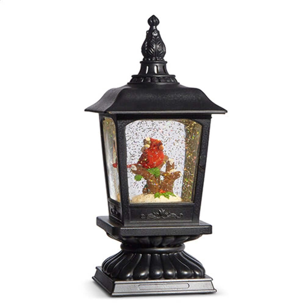 RAZ Imports Cardinal on Branch Lighted Water Lantern, 10.5-inch Height, Christmas Decor, Holiday Season, Table and Shelve Accent