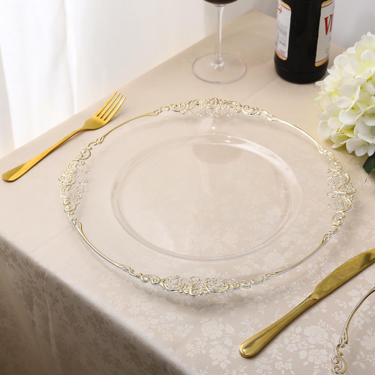 allgala Heavy Quality Round Charger Plates - Elegant Gold Chargers for Dinner Plates