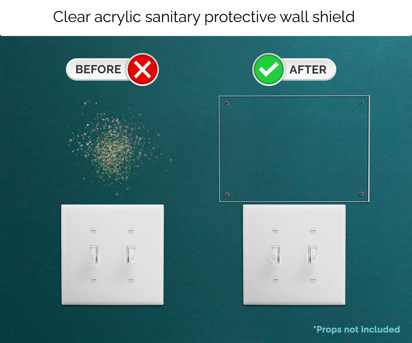 2 Pack Clear Acrylic Tile Wall Protector with Pre Drilled Holes 5" x 7" Protective Plate Business or Home Use Dirty Hand and Fingerprint Shield by Marketing Holders