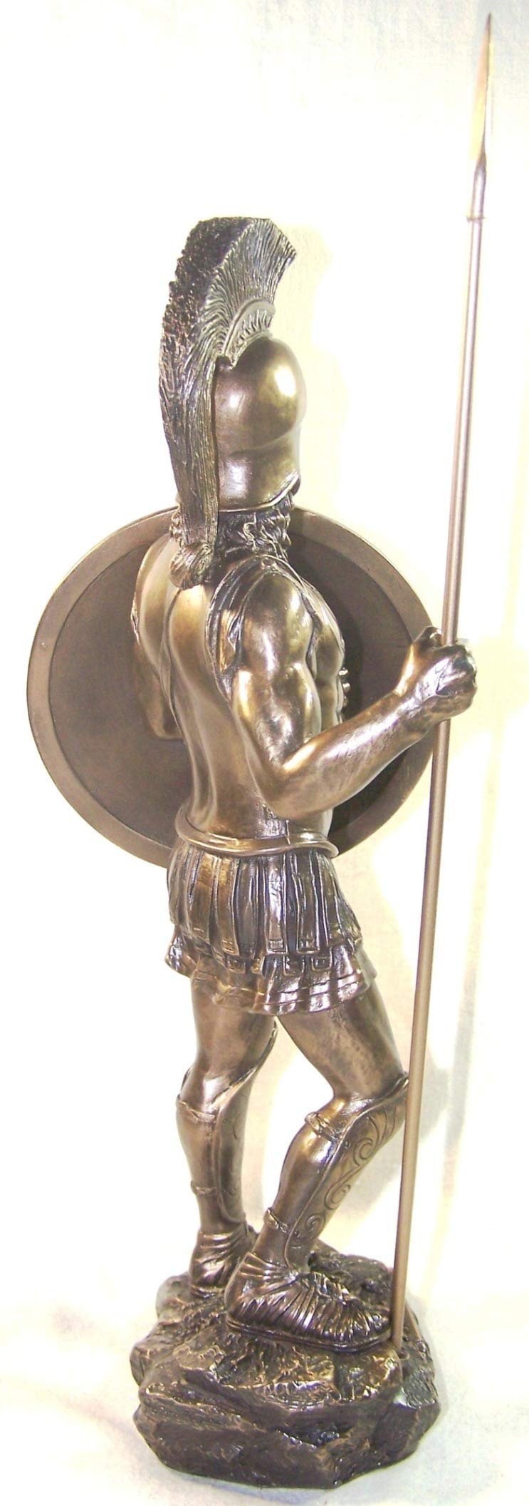 Greek Spartan Warrior with Spear and Hoplite Shield, Bronze finish