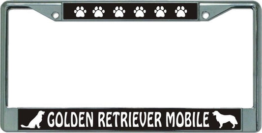 Golden Retriever Mobile Chrome License Plate Frame