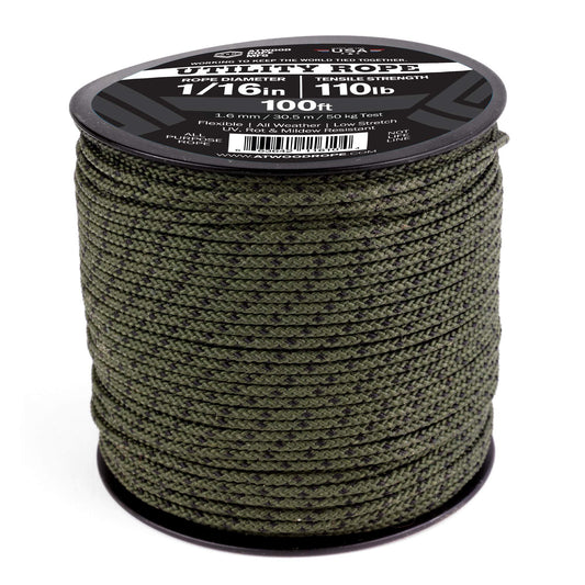 Atwood Rope MFG 1/16 Utility Cord 1.6mm x (Spool Length) Reusable Spool | Tactical Nylon/Polyester Fishing Gear, Jewelry Making, Camping Accessories