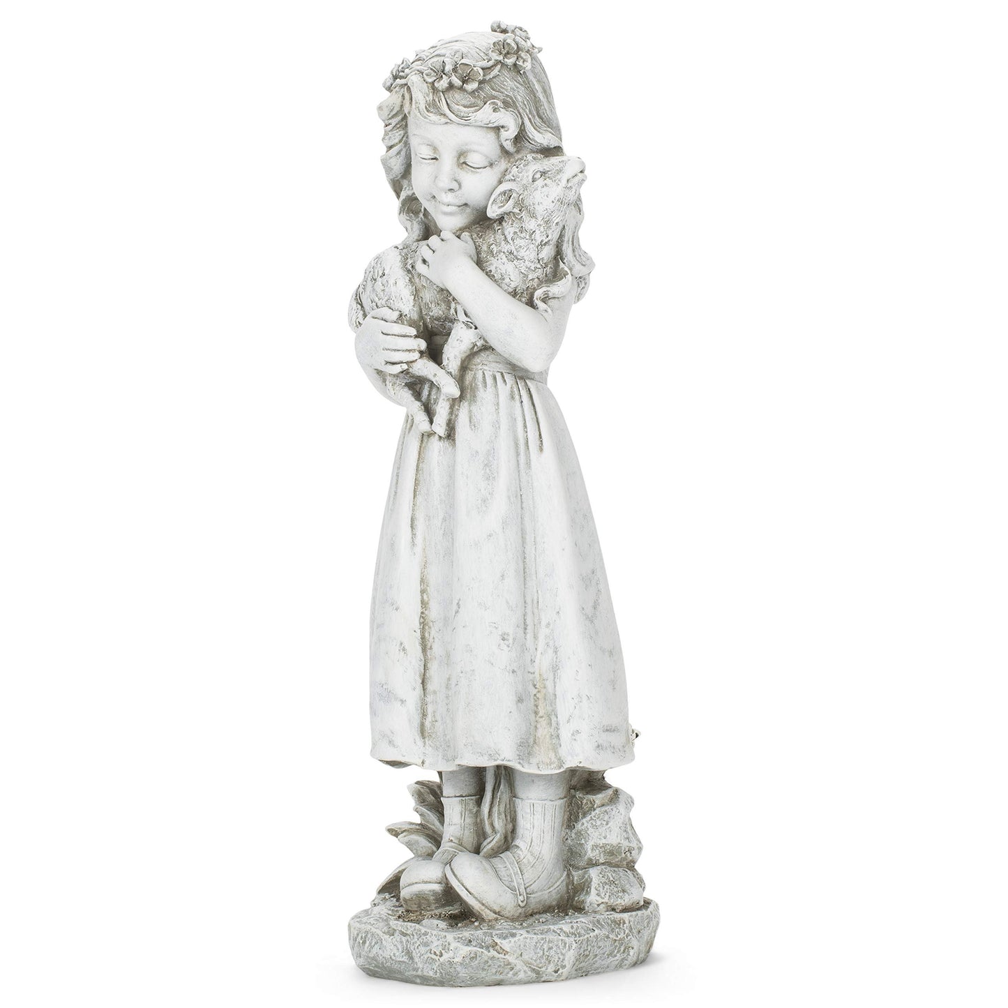 Joseph's Studio by Roman Inc., Girl with Lamb Garden Statue, Garden Collection, Religious Statue, Holy Family, Memorial, Angel, Patron Saint, Garden Décor (5x5x16)