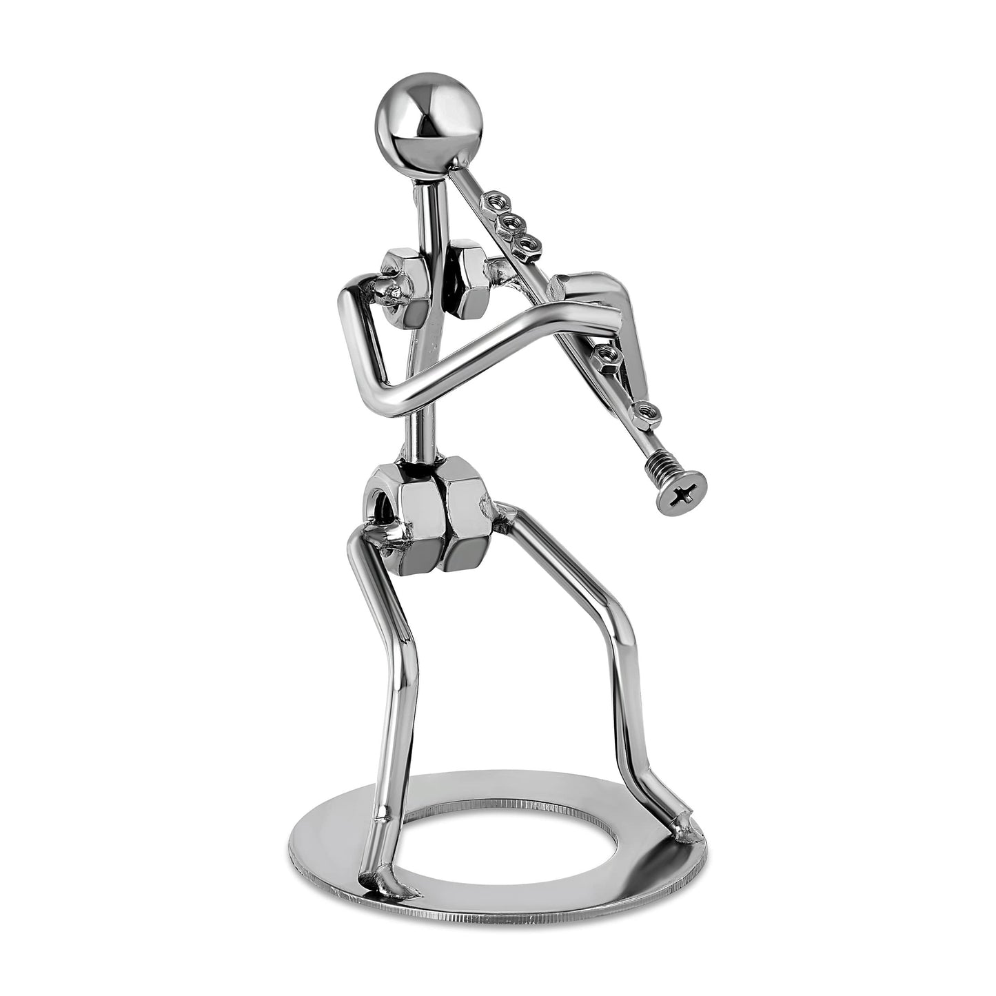 Broadway Gift Clarinet Player Silver Tone 6 inch Table Metal Decorative Musician Tabletop Figurine