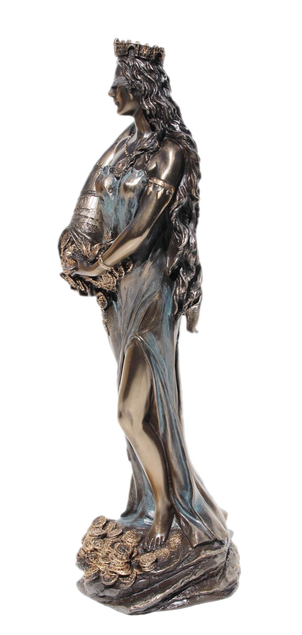 11.38 Inch Blinded Greek Goddess Fortuna Cold Cast Bronze Figurine