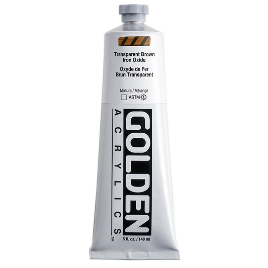 Heavy Body Acrylics by GOLDEN, Transparent Brown Iron Oxide, 5 fl. oz. Tube, Professional Acrylic Paint, Transparent