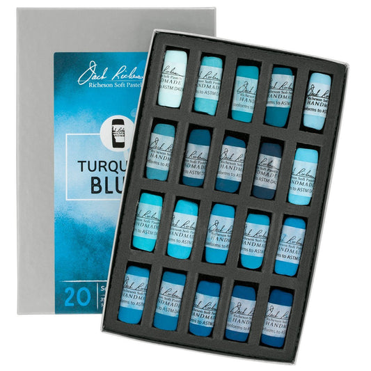 Jack Richeson 422969 Hand Rolled Soft Pastels Set (20 Piece), Turquoise Blue