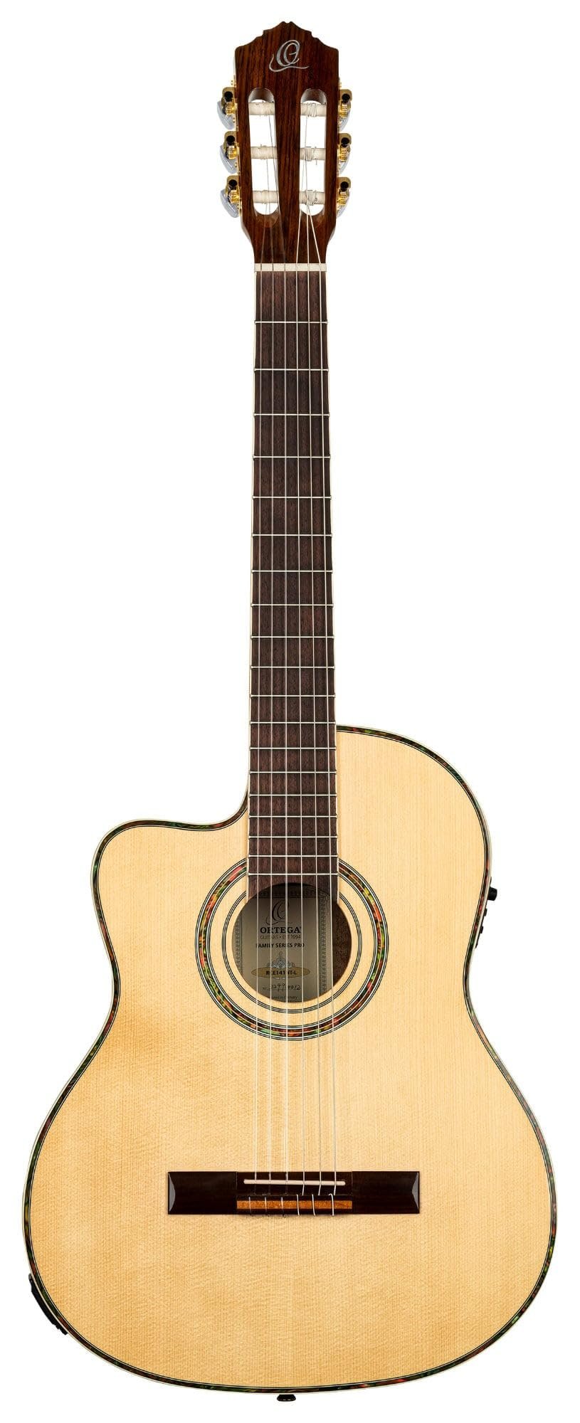Ortega Guitars 6 String Family Series Pro Left-Handed Solid Top Acoustic-Electric Nylon Classical Guitar w/Bag, Full (RCE141NT-L)