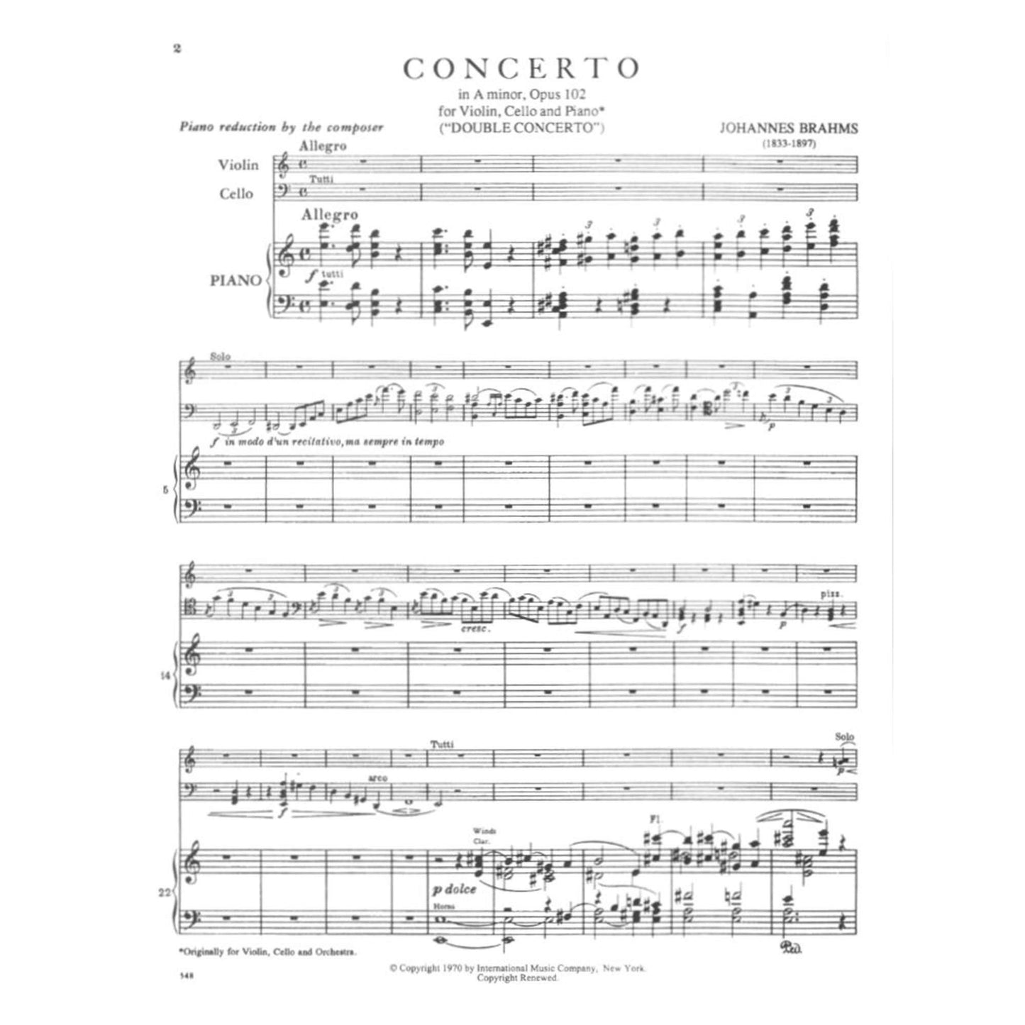 Brahms, Johannes - Double Concerto in a minor Op. 102 - Arranged by Francescatti/Fournier
