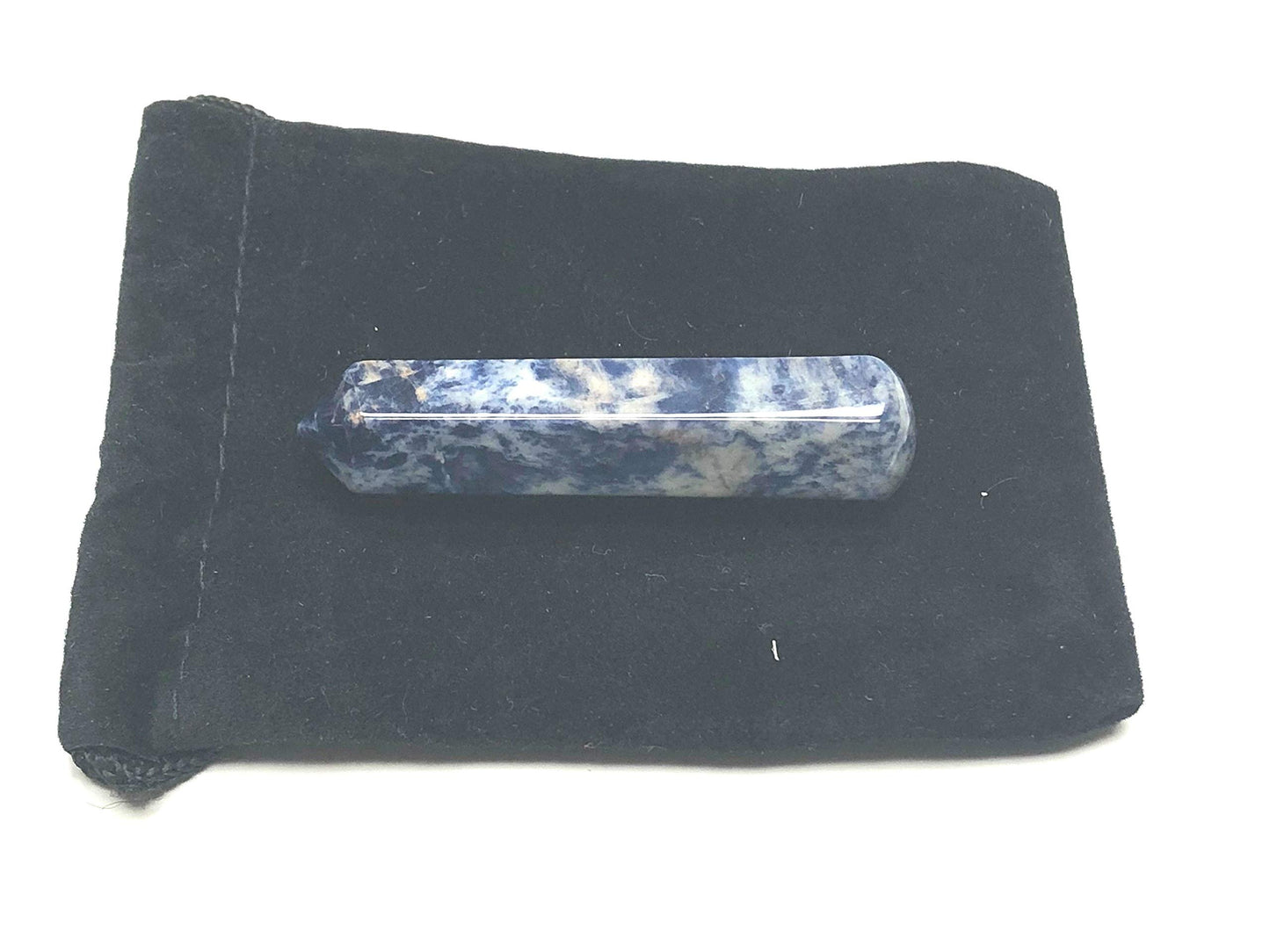 Zentron Crystal Collection: 60MM All Natural Gemstone Crystal 2"+ Wand and Velvet Pouch (Sodalite)