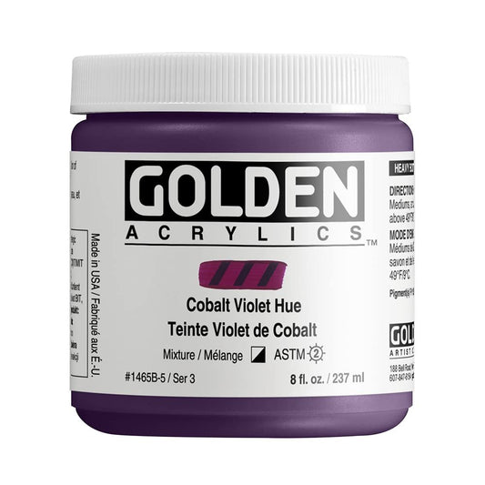 Heavy Body Acrylics by GOLDEN, Cobalt Violet Hue, 8 fl. oz. Jar, Professional Acrylic Paint, Semi-Opaque