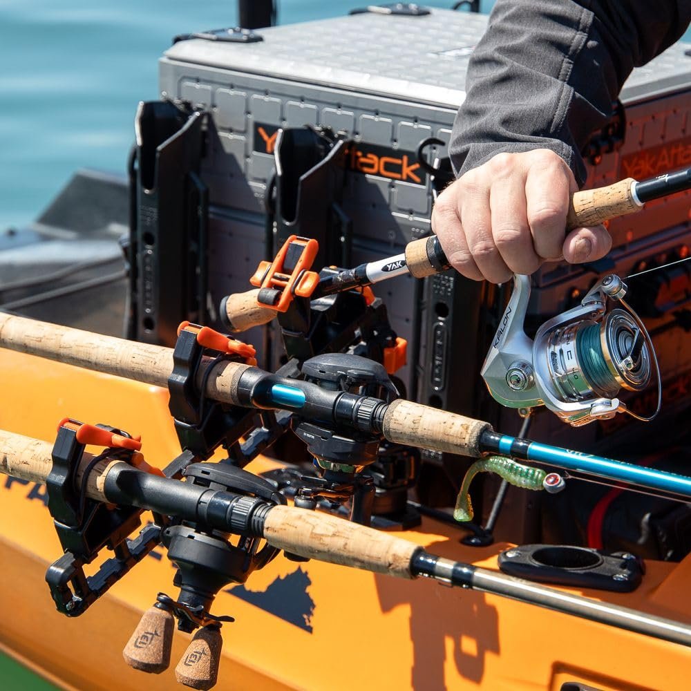 YakAttack SideStage Pro Rod Rack - Set of 2 with Style Options | Horizontal Fishing Rod Holder & Stager | Includes ClickTrac Rails & FlipGrips | Made in USA