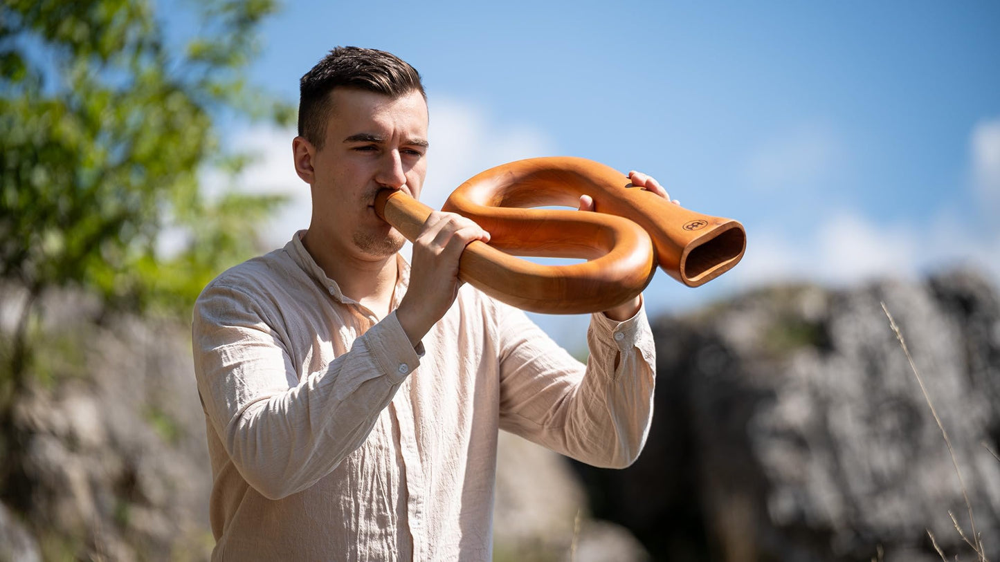 Meinl Sonic Energy S-shaped Professional Didgeridoo for Sound Healing Therapy, Yoga, Meditation and Circular Breathing — NOT MADE IN CHINA — 19.7" Mahogany Shell, Tuned to C, DDPROFSC