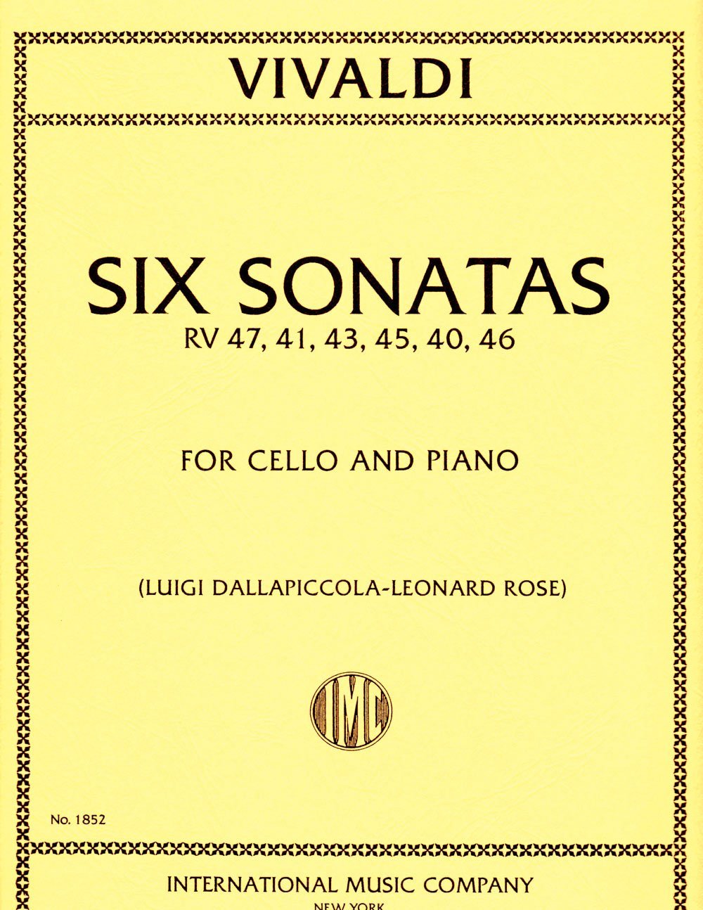 Six Sonatas, RV 47, 41, 43, 45, 40, 46 for Cello (IMC1852)