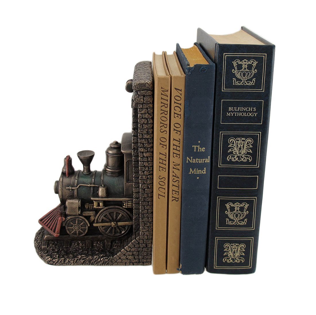 Steampunk Steam Locomotive Bronze Finished Single Bookend