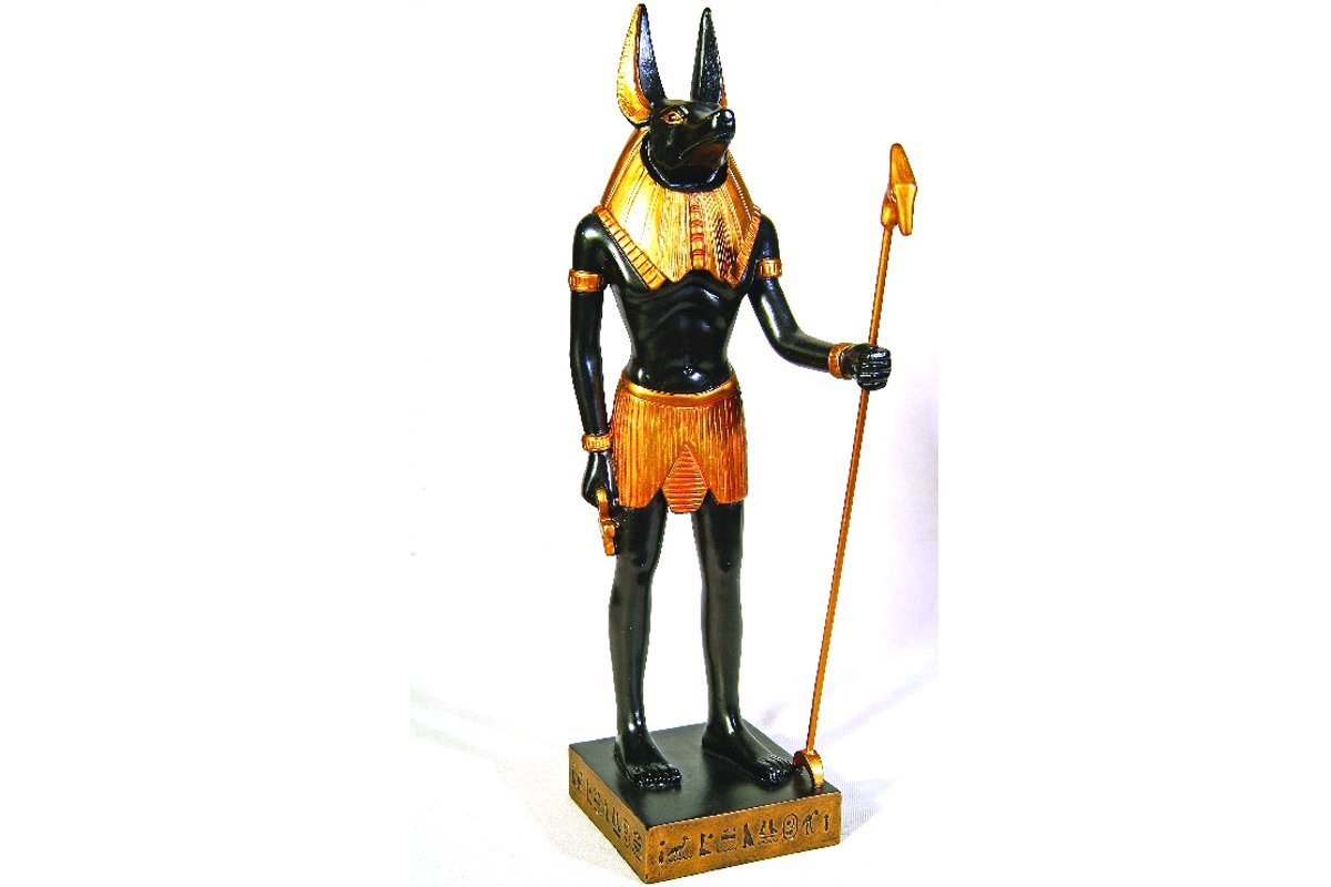 PTC 11.88 Inch Gold and Black Color Egyptian Anubis Dog Standing Figurine