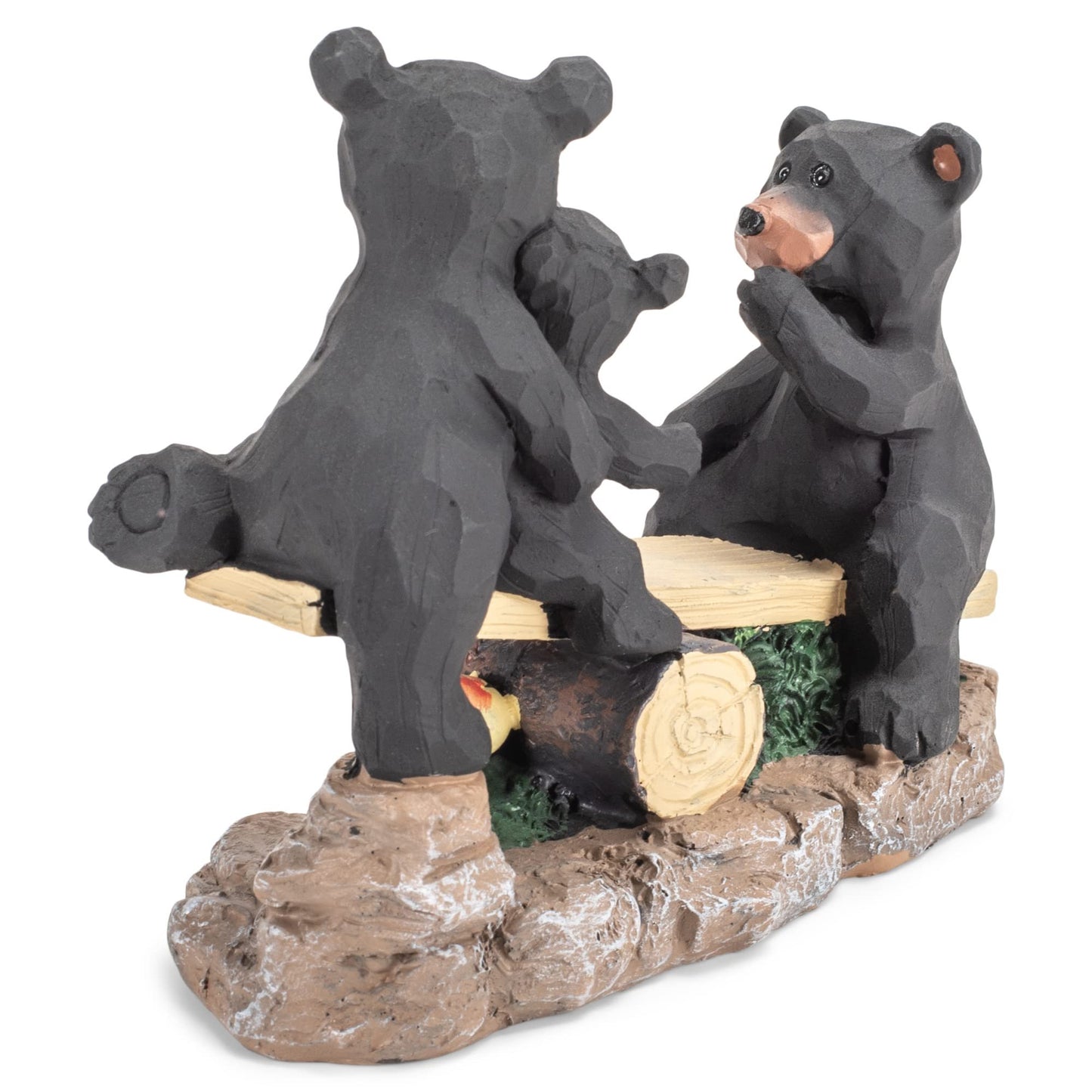 Bears Family On A Teeter Totter Natural Black 6 x 5 Resin Stone Figurine