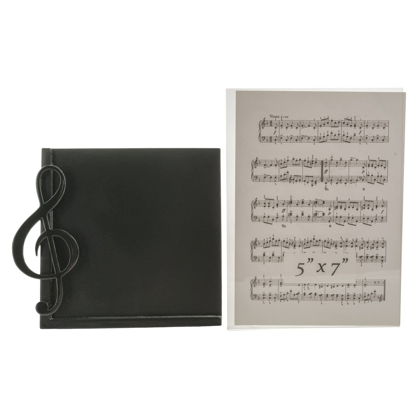BroadwayGifts Co Black Treble Clef and Sheet Music 5 inch Acrylic Table Top Picture Frame
