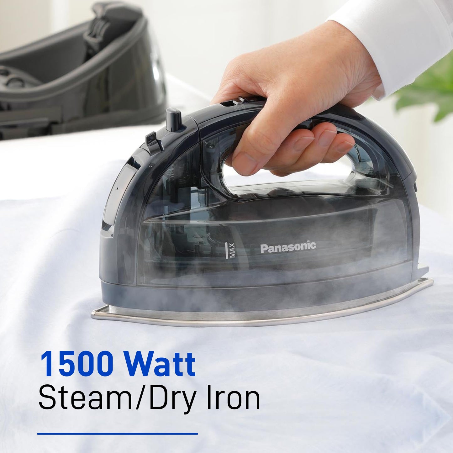 Panasonic Cordless Steam/Dry Iron, 1500W Wide Stainless Steel Plate
