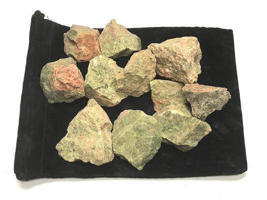 Zentron Crystal Collection: Natural Rough Unakite Stones, Includes Velvet Bag - Large 1" Pieces