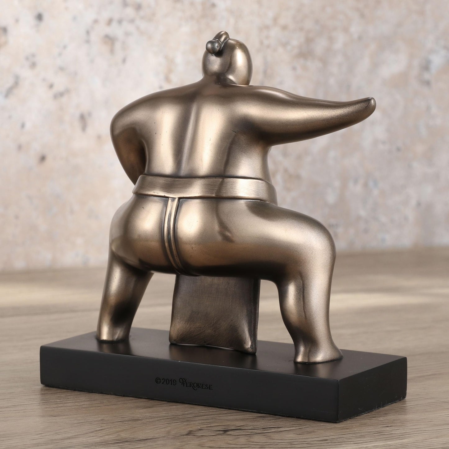 Veronese Design 4 7/8 Inch Japanese Abstract Sumo Wrestler Squat Resin Figurine Bronze Finish