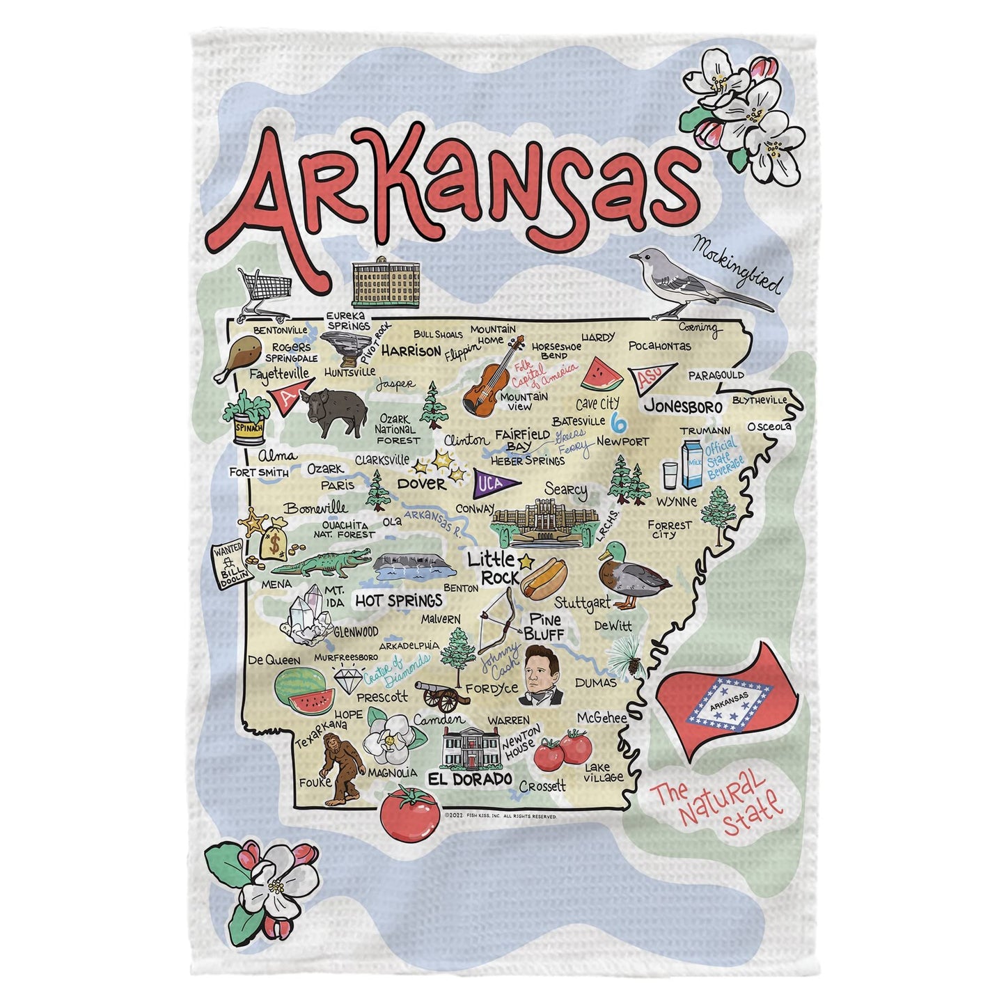 Fish Kiss® 16"x24" Map Dish Towel is of 100% Microfiber Waffle Weave Making it Super Absorbent, Soft & Machine Washable - Map Kitchen Towel,Map Dish Cloth is Multi Purpose