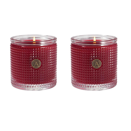 Aromatique Smell of Christmas Textured Glass Candle 2 Pack Home Fragrance Decor Aromatherapy Long Lasting Room Air Freshener Perfect Fall Decoration Luxury Glass Candle Gift 6oz 40 Hour Burn!