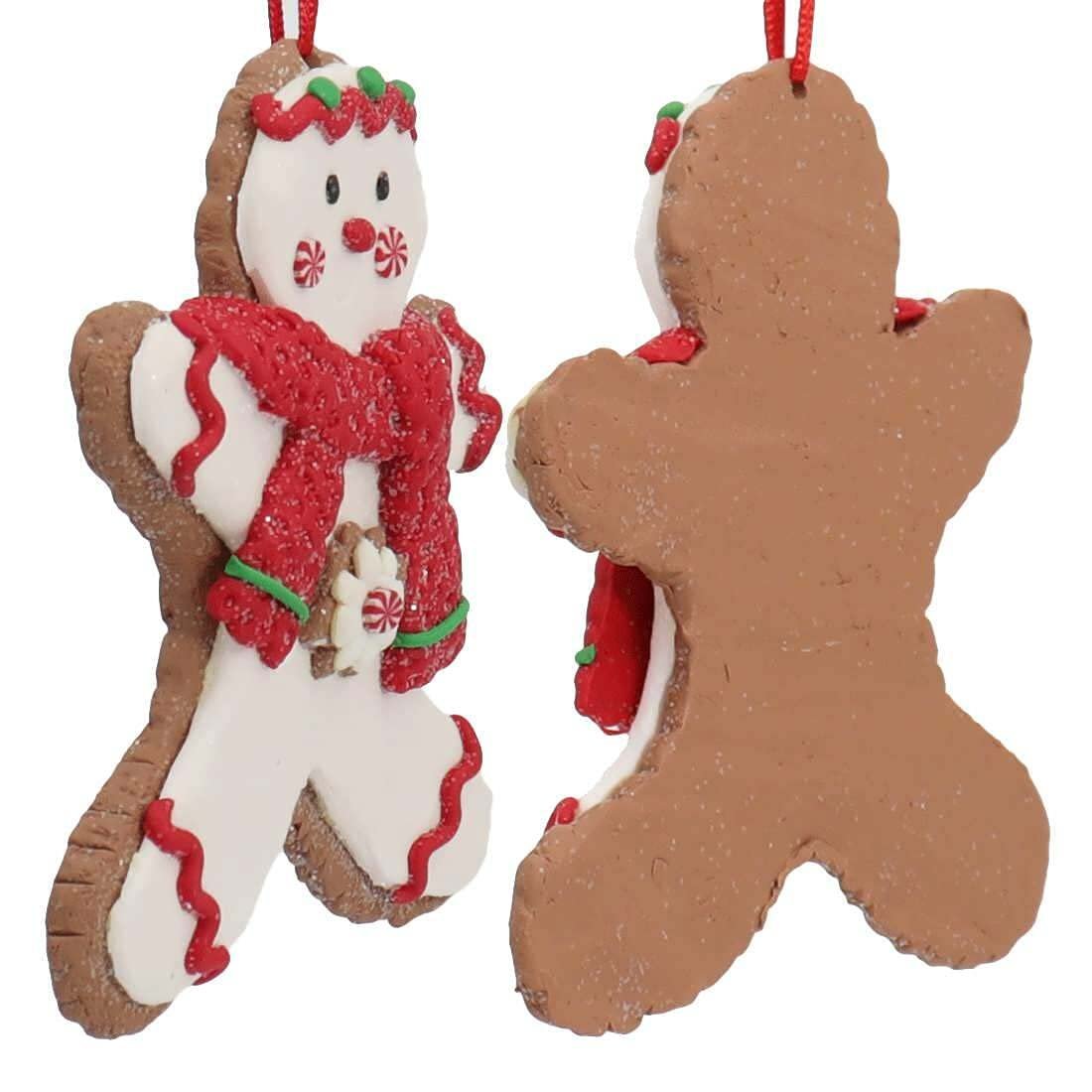 Kurt Adler 4.5" Gingerbread Ornaments Assortment: Snowman, Santa, Boy, Tree - Claydough Material - Christmas