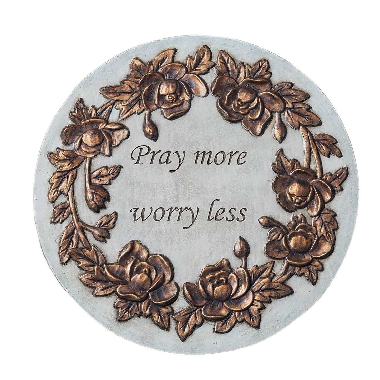 Roman Giftware Inc., Garden Collection, 9" D Pray More Worry Less,Religious, Inspirational, Durable (9x1x9)