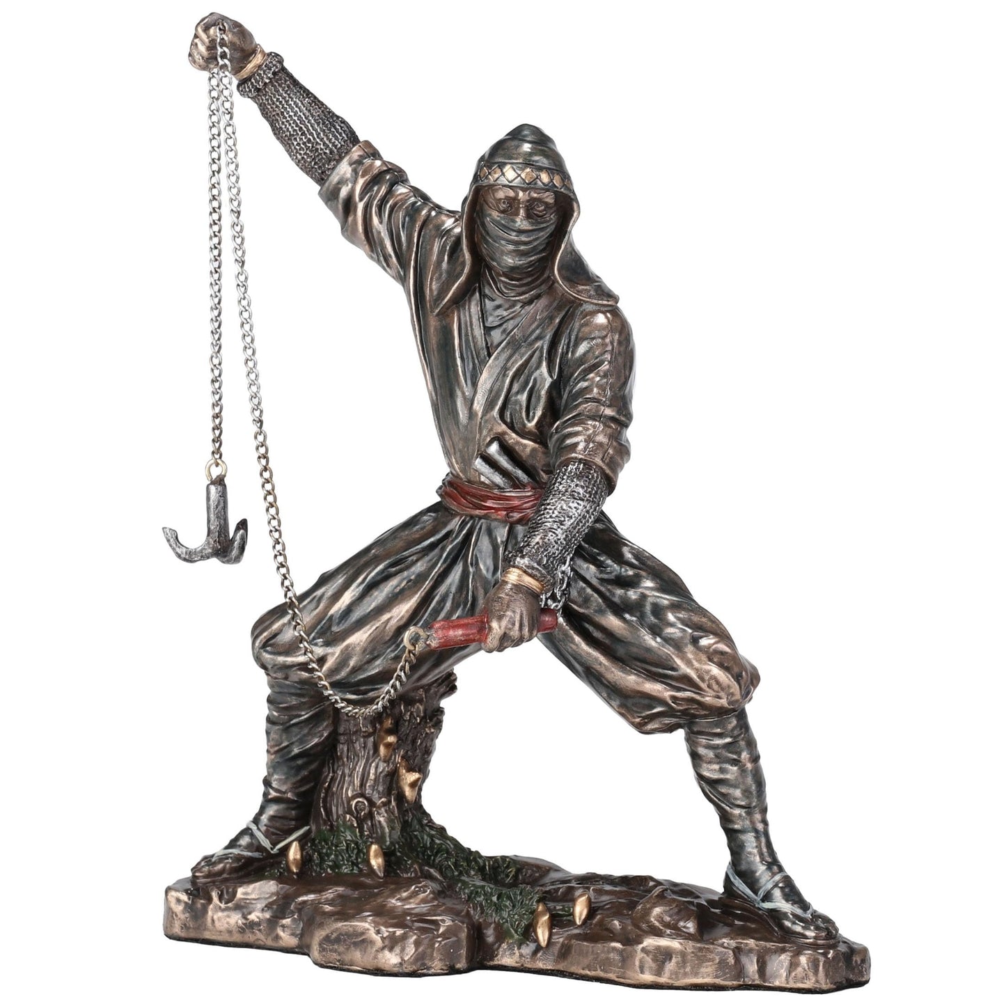 Veronese Design 6 1/4 Inch Ninja Wielding Grappling Hook Cold Cast Resin Bronze Finish Japanese Collectible Figurine
