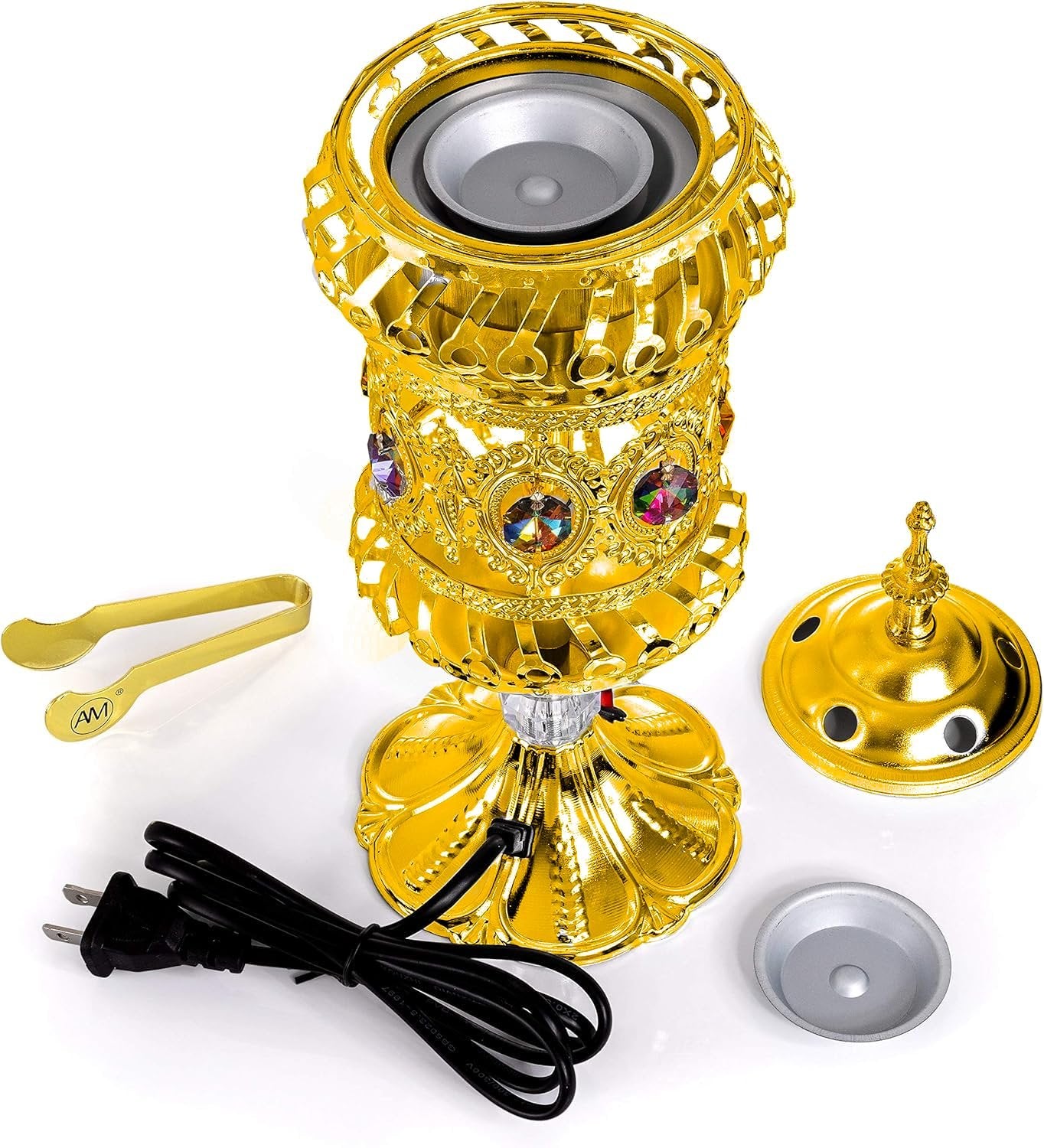 ATTAR MIST Electric Incense Burner - Oud Frankincense Resin Burner Intricate Carousel Large Mabkhara