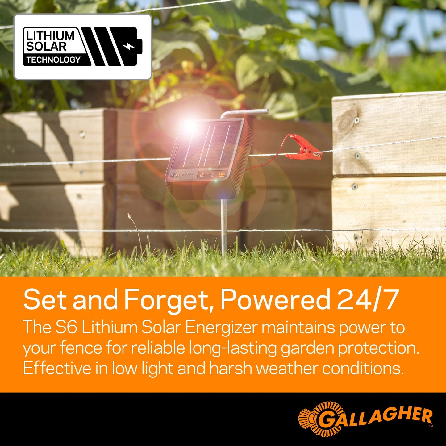 Gallagher Garden & Backyard Pet Protection Kit, Solar Electric Fence Kit, Garden Electrified Fencing Protects Plants, Pets, Livestock, Keeps Wildlife Out, 48in Posts to Deter Deer, 200’ Coverage