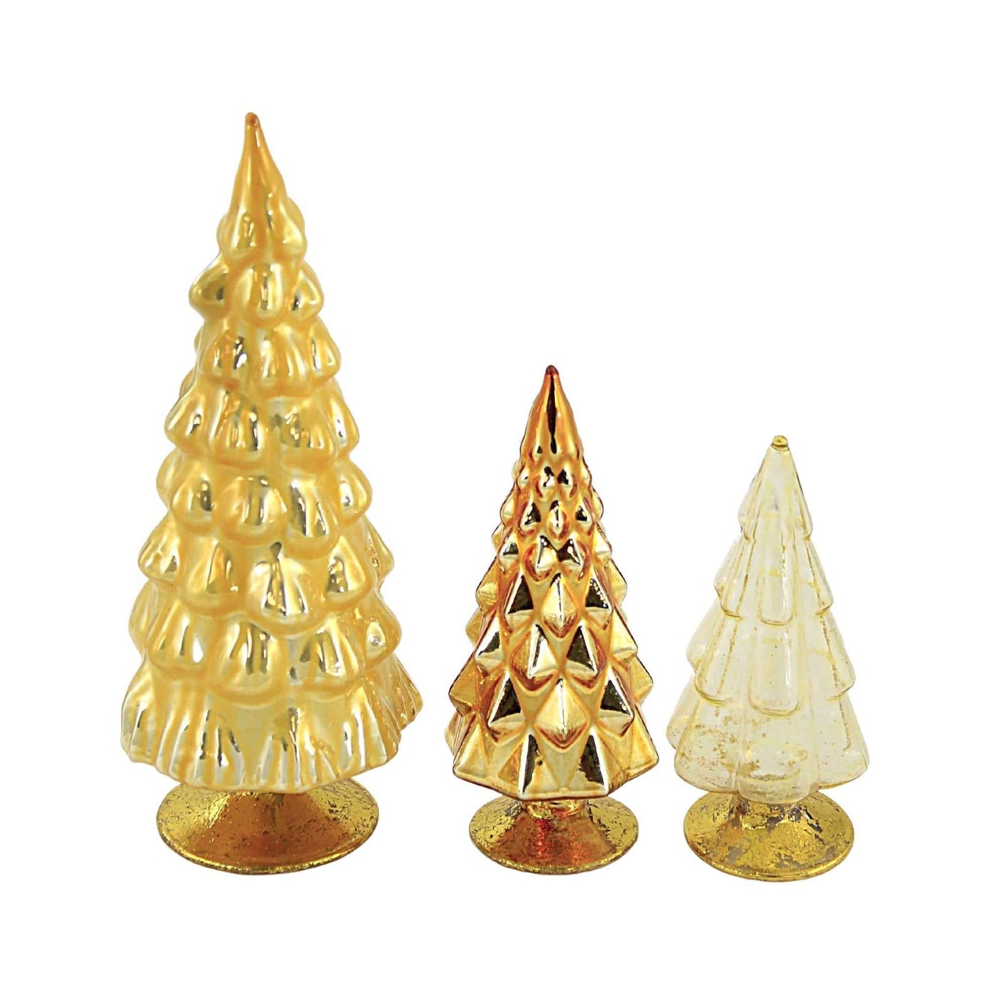 Small Yellow Hue Trees Glass Christmas Village Decor Mantle Decoration, 3Pc, 6.75In H, Ms2105y