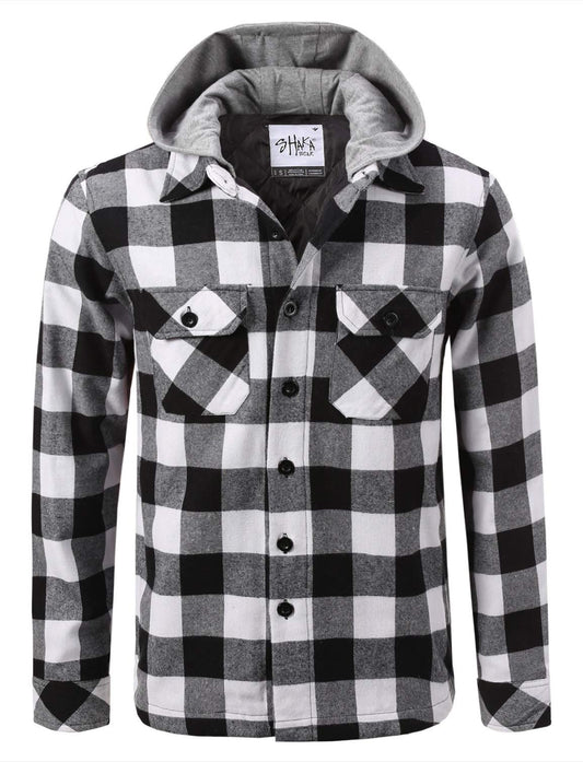 Shaka Wear Men's Plaid Shirts – Flannel Long Sleeve Casual Button Up Fleece Soft Quilted Lined Jacket Regular and Big Size