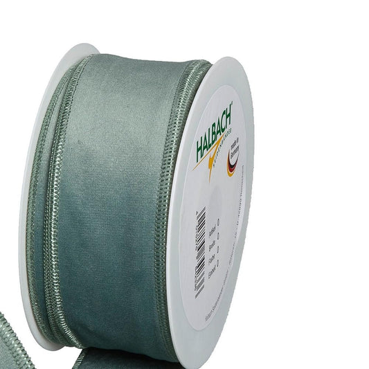 FloristryWarehouse Sage Green Christmas Velvet Fabric Ribbon 2 inches Wide on 9 Yards roll. Wired Edge