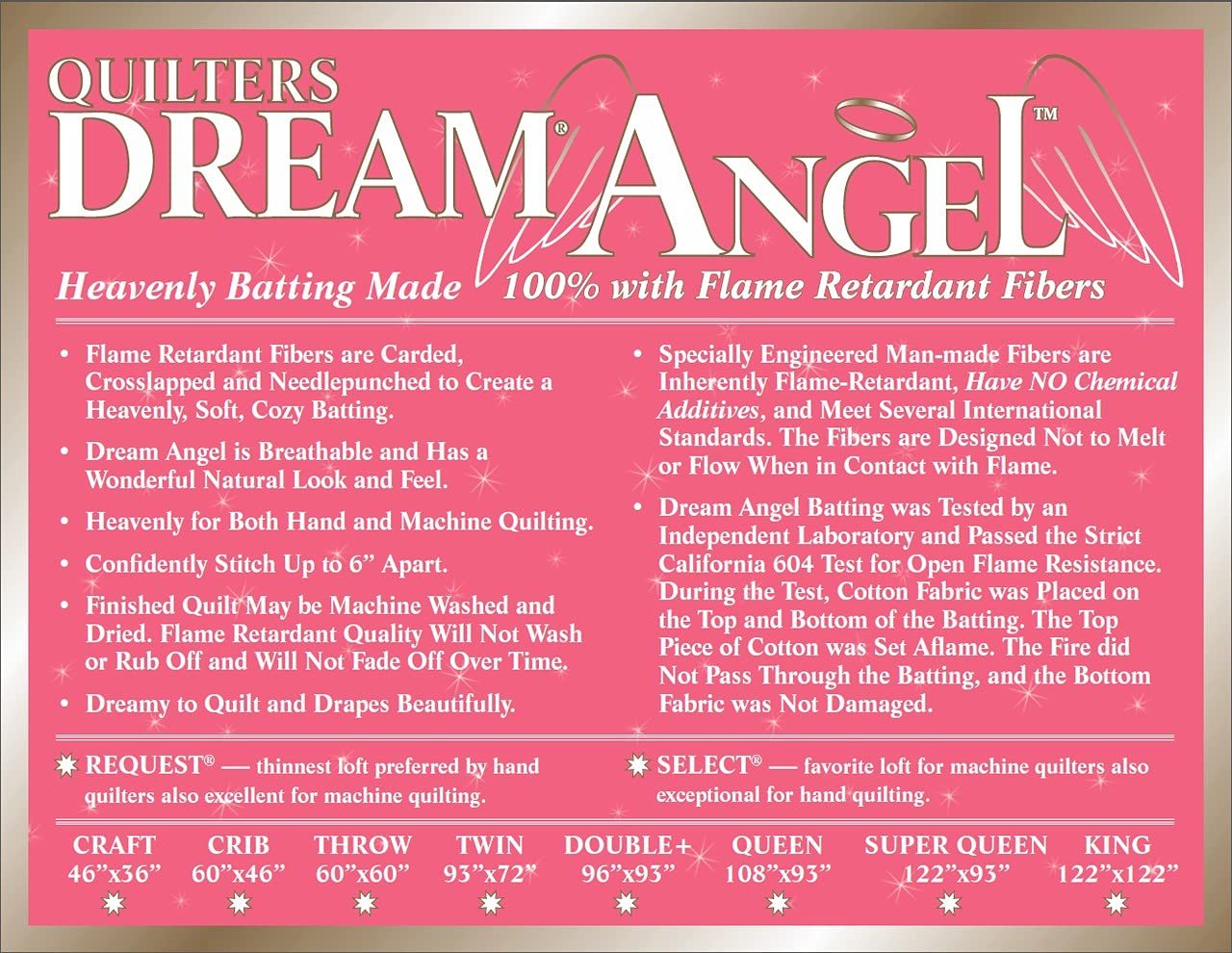 Quilters Dream Angel Select Batting (96'' x 93'') Double