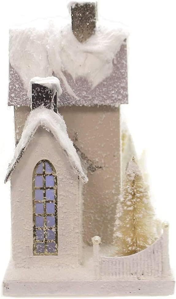 Cody Foster and Co Santa's White and Red 8.5 inch Christmas Village House Happy Holidays, Multicolor