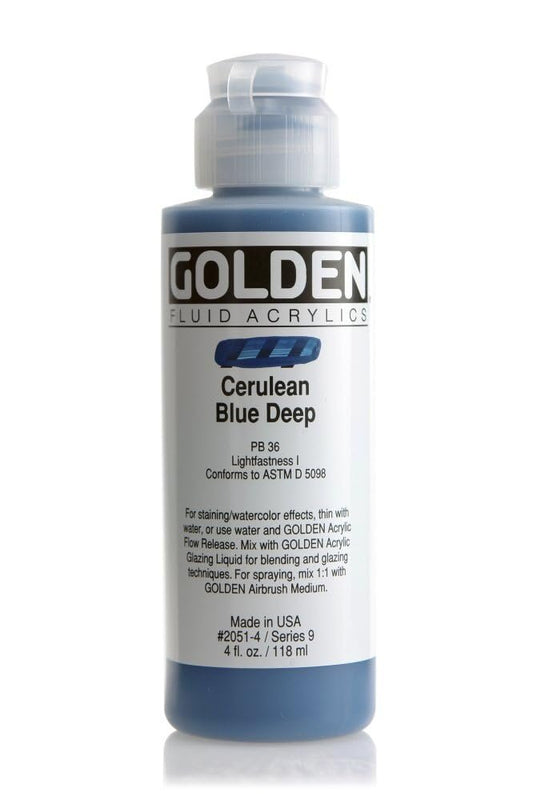 4 Oz Fluid Acrylic Color Paint Color: Cerulean Blue Deep