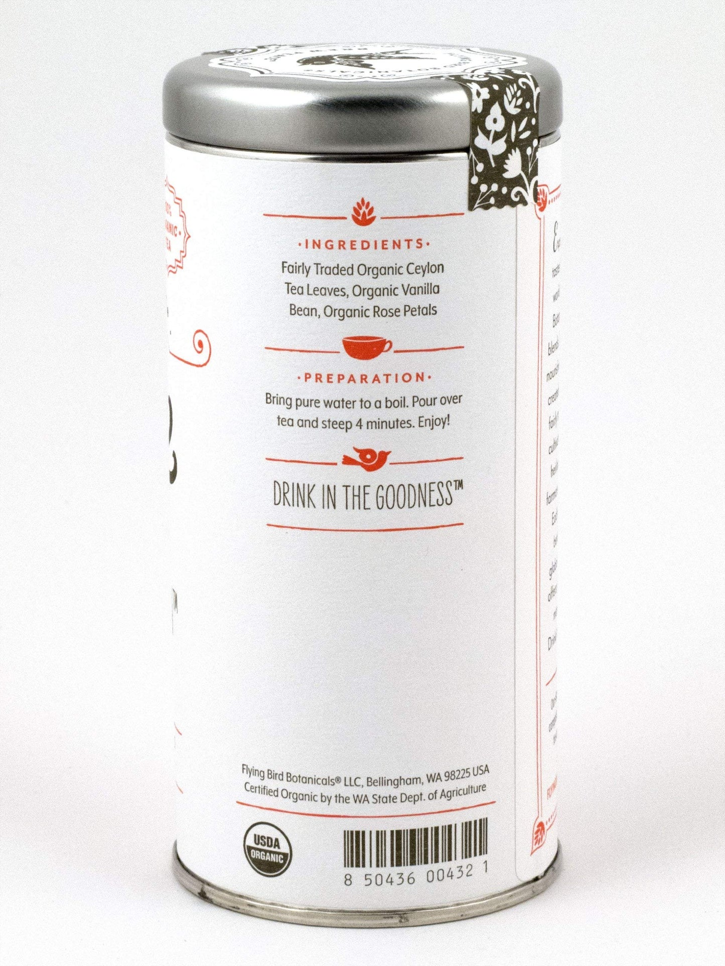 FLYING BIRD BOTANICALS Vanilla Rose Ceylon Tea, 15 CT