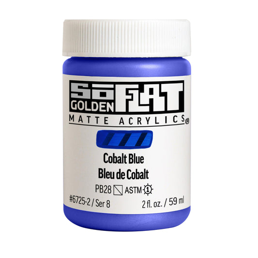 GOLDEN SoFlat Matte Acrylics, Cobalt Blue, 2 fl. oz. Jar, Professional Acrylic Paint, Semi-Transparent