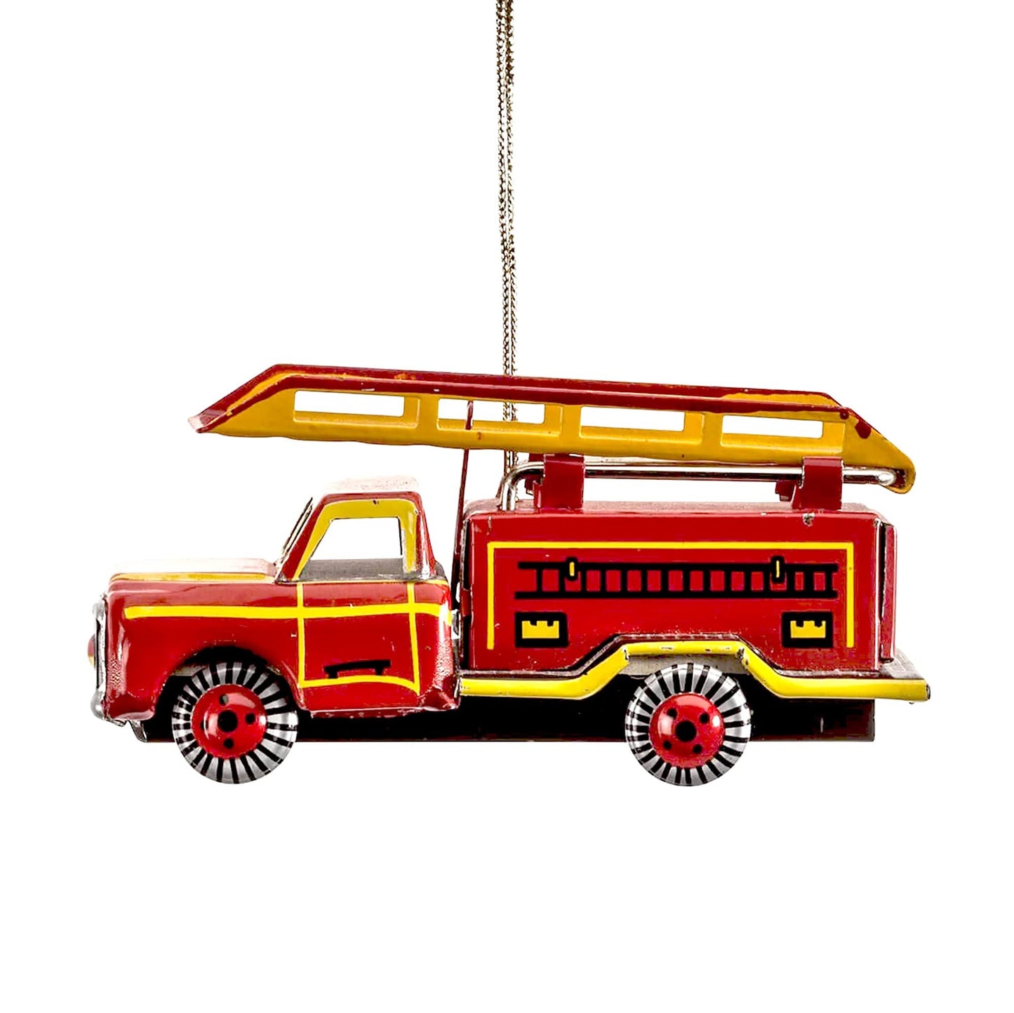 Alexander Taron AT3 Collectible Tin Ornament-Fire Truck-1.5" H x 1.25" W x 3.25" D, Red