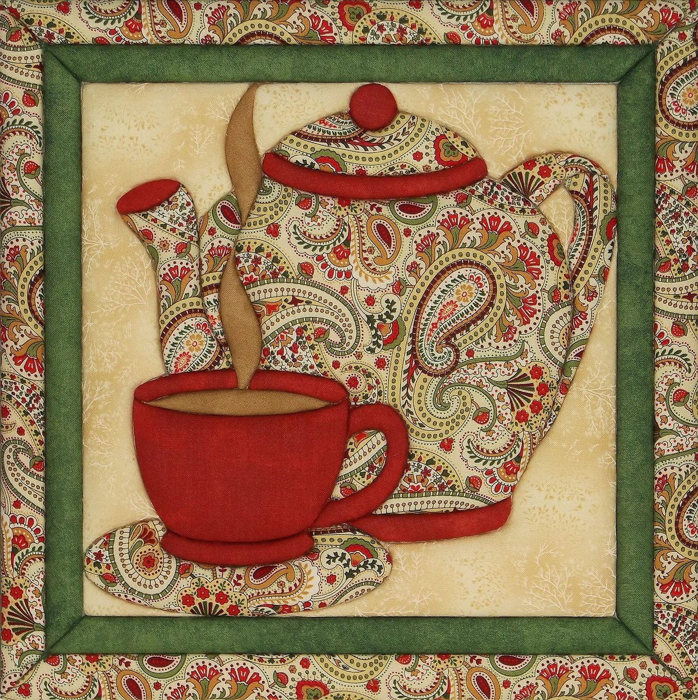 QUILT MAGIC Sew Wall Hanging Kit-Teapot, White